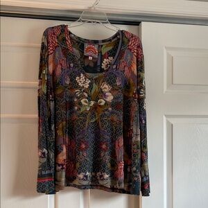 Johnny Was Multicolor Floral Long Sleeve Top